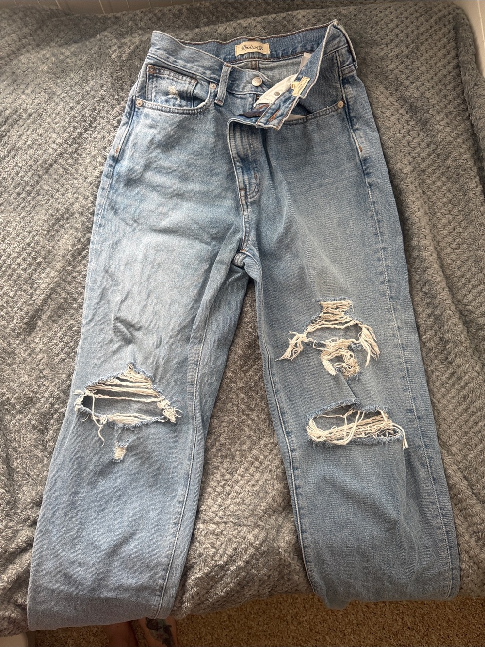 Madewell Light Blue Ripped Boyfriend Jeans
